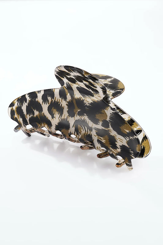 Wild Onyx XL Clip – Große Leoparden-Haarklammer in Schwarz-Beige