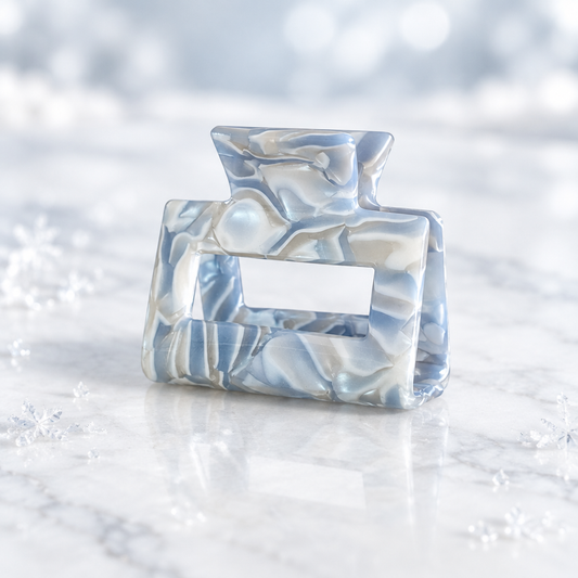 Ice Queen Haarklammer in Eisblau mit schimmerndem cremefarbenem Muster