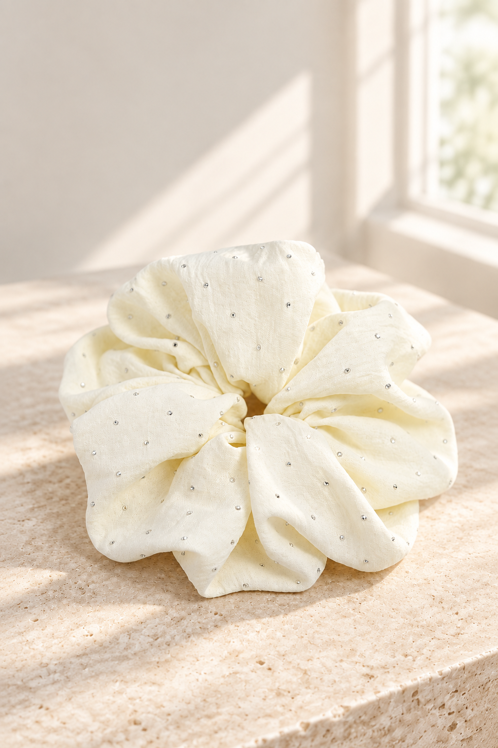 Diamond Cloud XXL-Scrunchie im Hochformat mit erweitertem Hintergrund