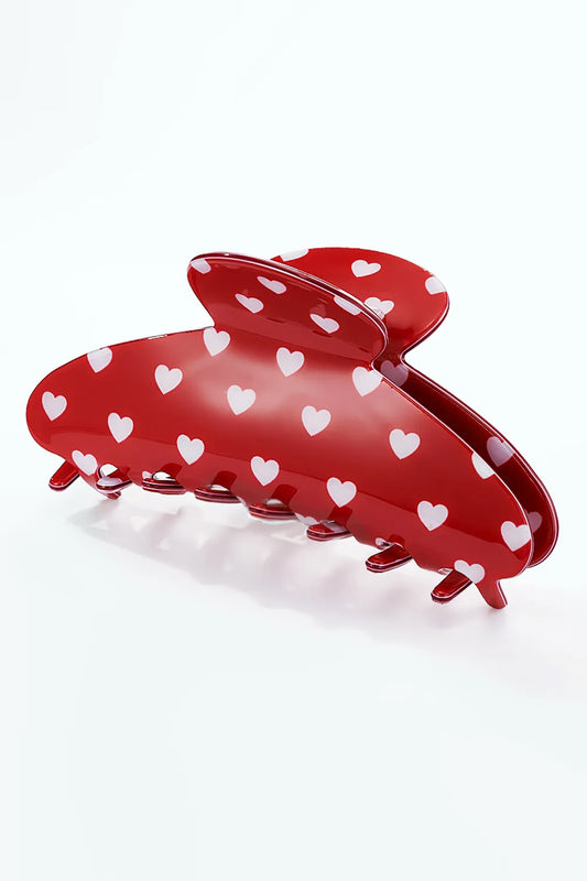 Cupid's Heart Clip – Rote Haarklammer mit weißen Herzen