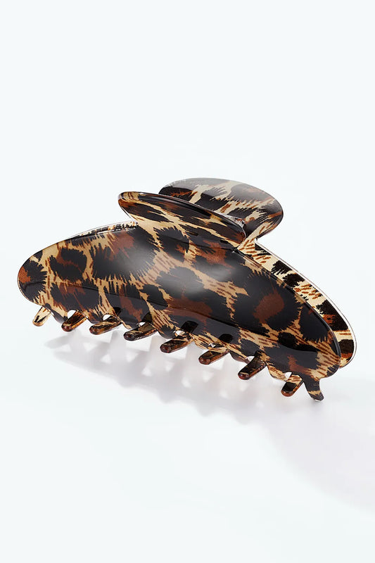 Wild Amber XL Clip – Große Leoparden-Haarklammer in Dunkelbraun