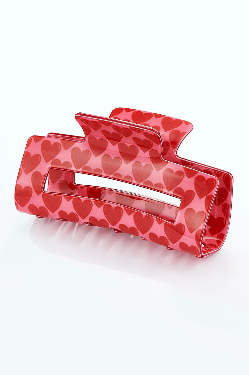 Sweetheart Clip – Rosa Haarklammer mit roten Herzen